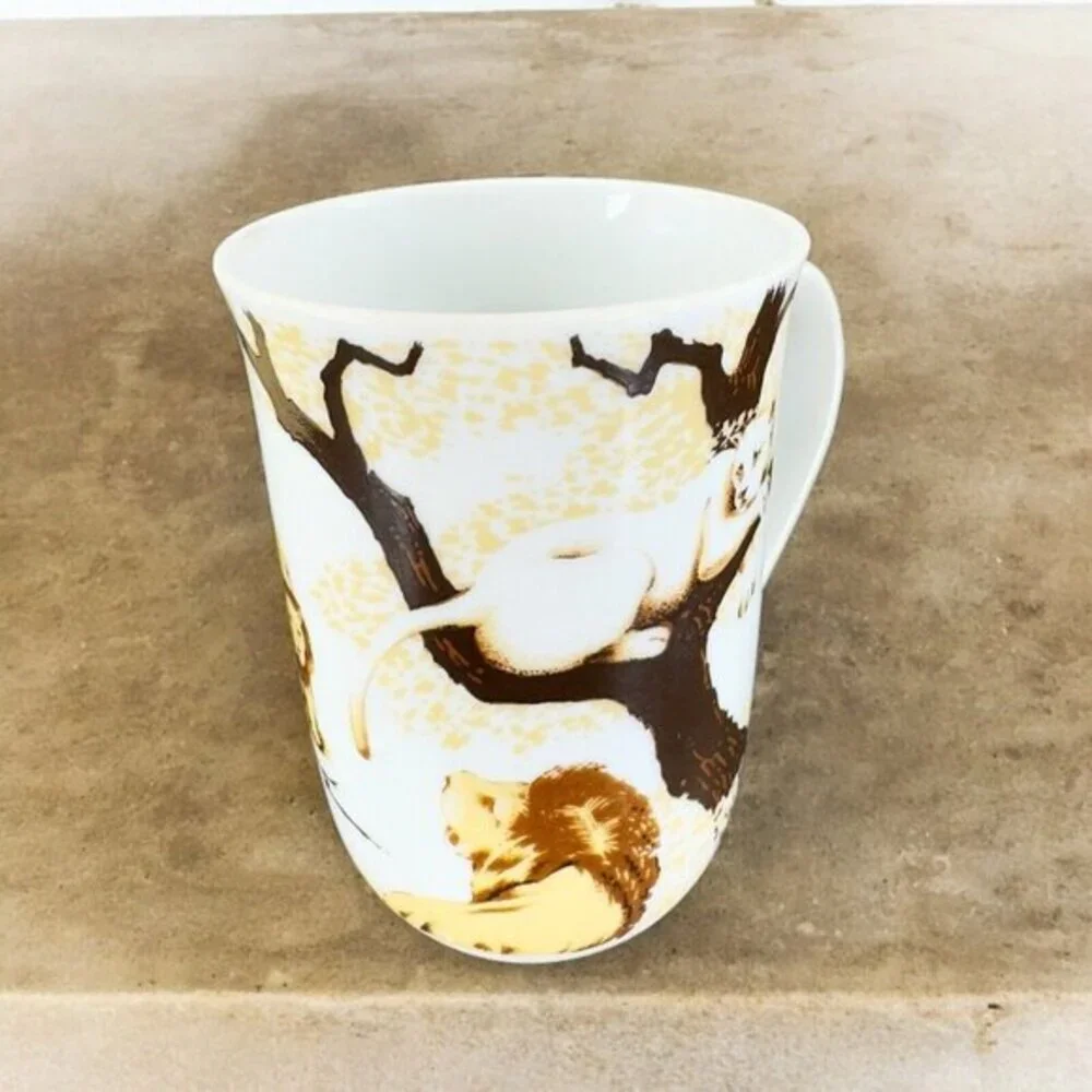 Vintage Toscany Porcelain Ranier Coffee Mug Cup 8oz Ceramic Lion Lionesses Set 2